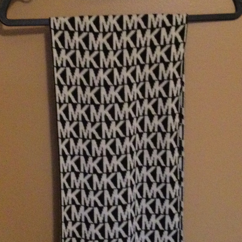 New with Tags Michael Kors Scarf. Black background with white MK logo